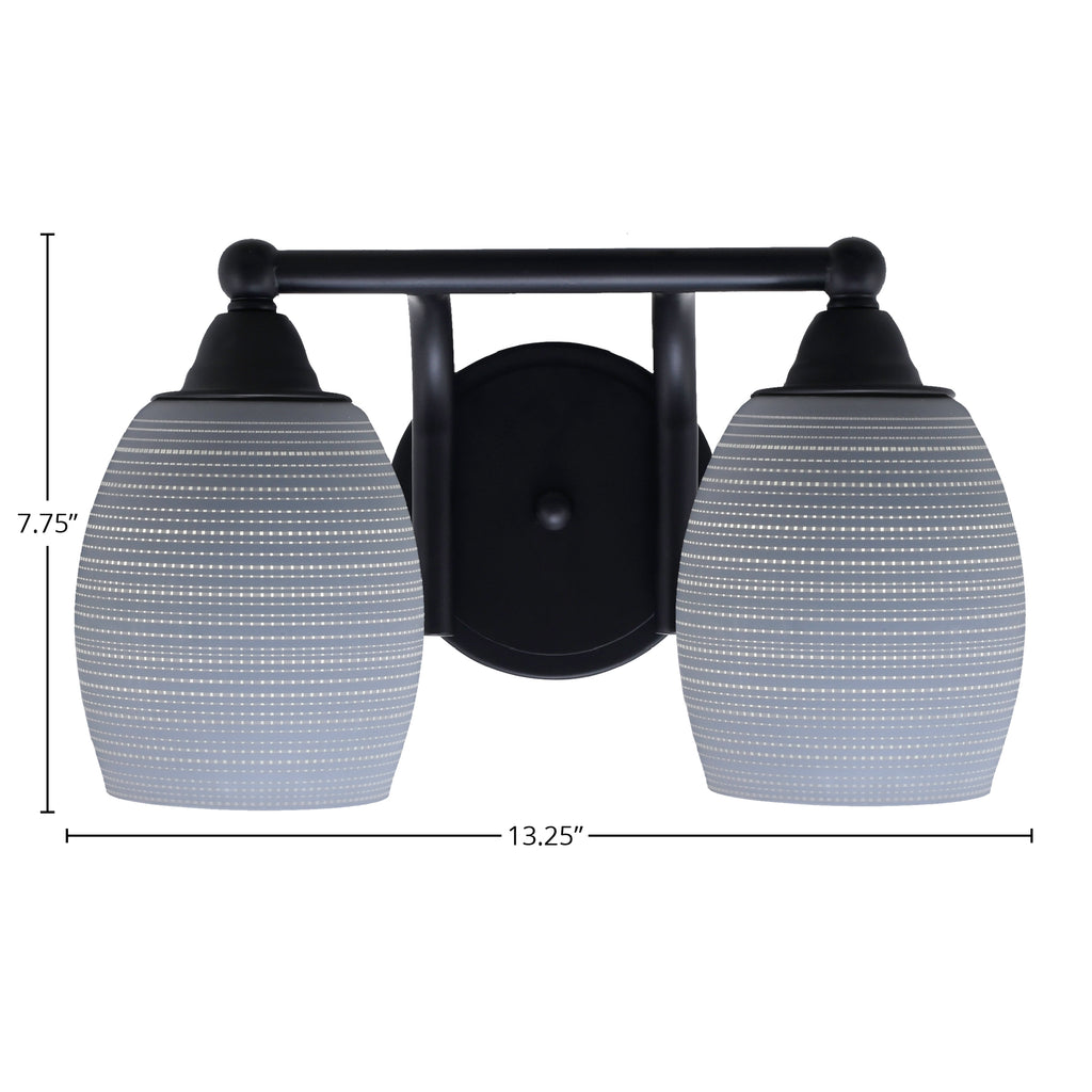 Paramount Two Light Bath Bar in Matte Black with 5" Gray Matrix Shade