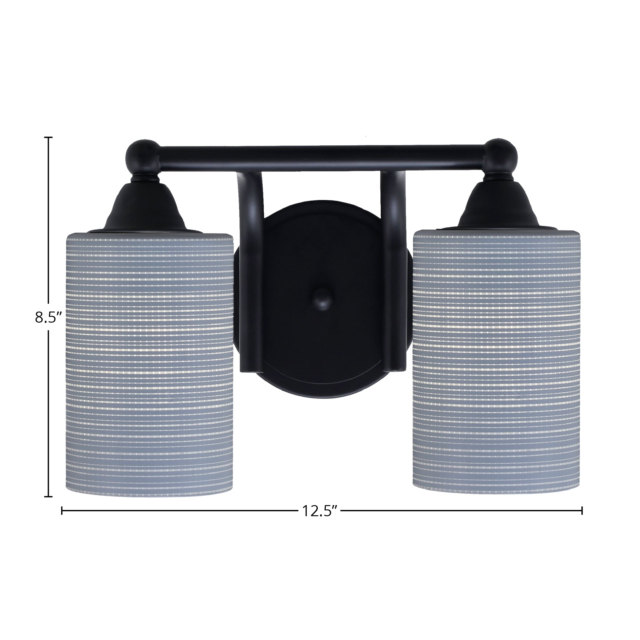 Paramount Two Light Bath Bar in Matte Black with 4" Gray Matrix Shade