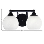 Paramount Two Light Bath Bar in Matte Black with 5.75" White Marble Shade