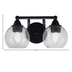Paramount Two Light Bath Bar in Matte Black with 5.75" Smoke Bubble Shade