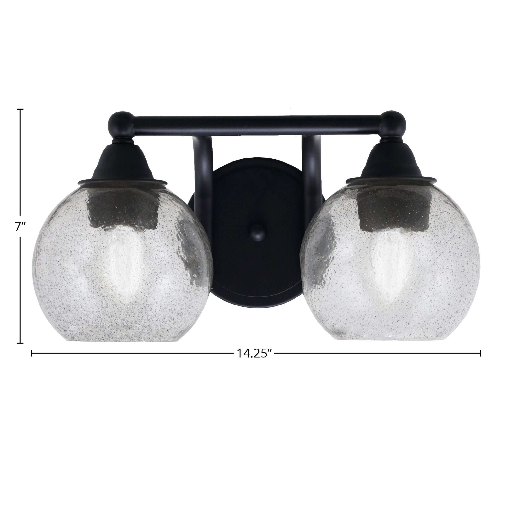 Paramount Two Light Bath Bar in Matte Black with 5.75" Smoke Bubble Shade