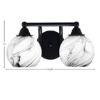 Paramount Two Light Bath Bar in Matte Black with 5.75" Onyx Swirl Shade