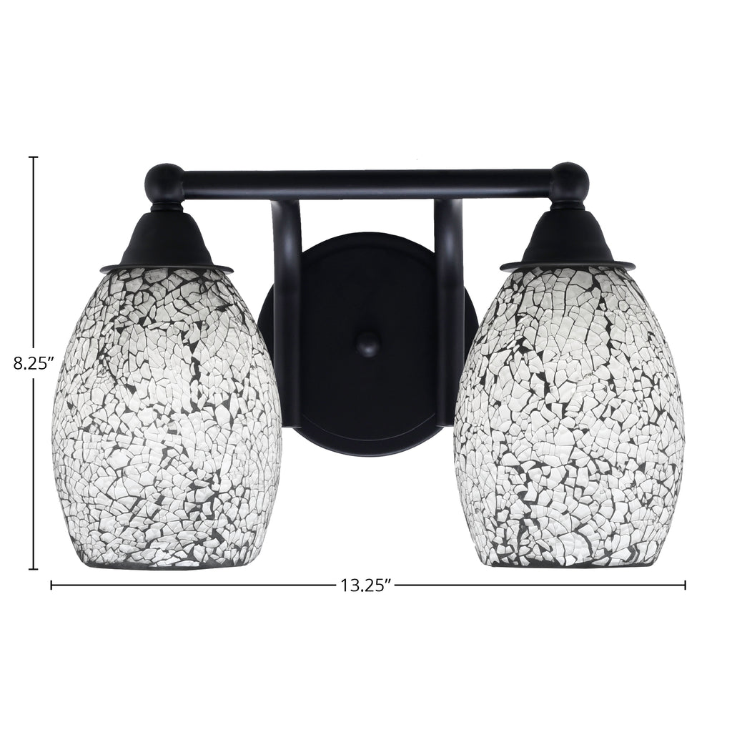 Paramount Two Light Bath Bar in Matte Black with 5" Black Fusion Shade