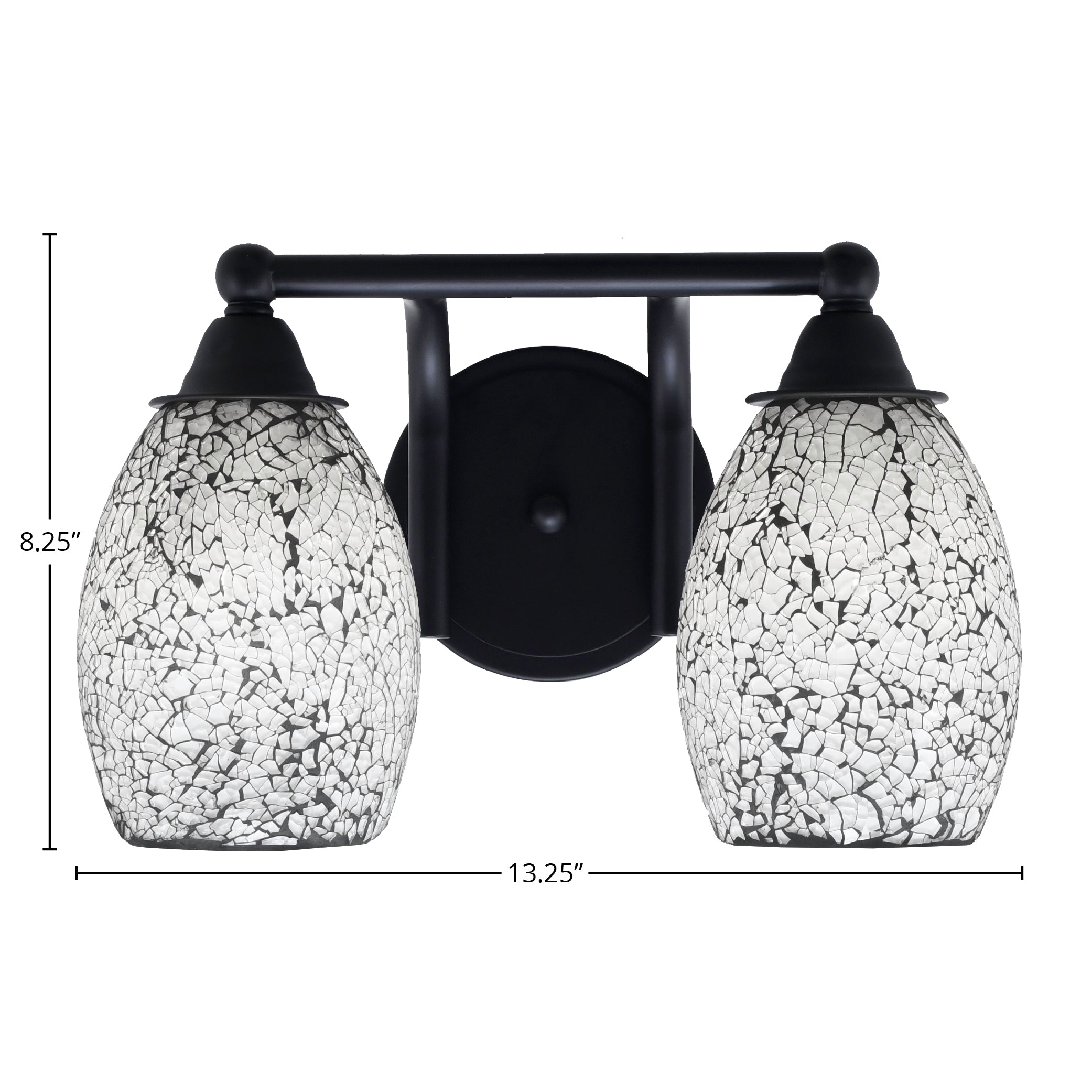 Paramount Two Light Bath Bar in Matte Black with 5" Black Fusion Shade