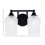 Paramount Two Light Bath Bar in Matte Black with 5" Clear Textured Shade