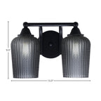 Paramount Two Light Bath Bar in Matte Black with 5" Smoke Textured Shade