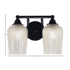 Paramount Two Light Bath Bar in Matte Black with 5" Silver Textured Shade