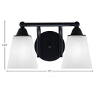 Paramount Two Light Bath Bar in Matte Black with 4.5" Square White Muslin Shade