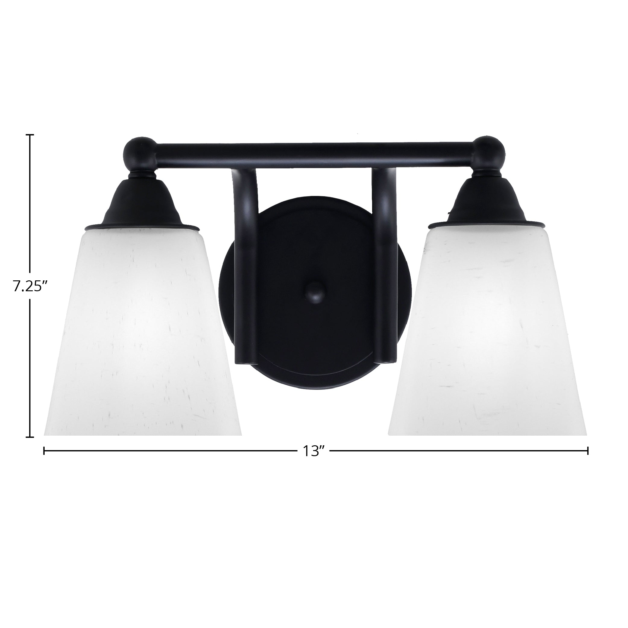 Paramount Two Light Bath Bar in Matte Black with 4.5" Square White Muslin Shade