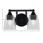 Paramount Two Light Bath Bar in Matte Black with 4.5" Square Clear Bubble Shade