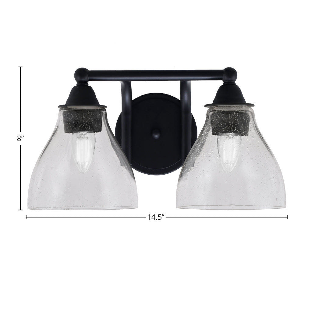 Paramount Two Light Bath Bar in Matte Black with 6.25" Clear Bubble Shade