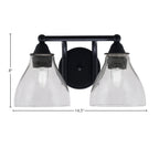 Paramount Two Light Bath Bar in Matte Black with 6.25" Clear Bubble Shade