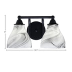Paramount Two Light Bath Bar in Matte Black with 6.25" Onyx Swirl Shade