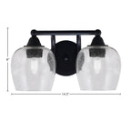 Paramount Two Light Bath Bar in Matte Black with 6" Clear Bubble Shade