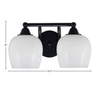 Paramount Two Light Bath Bar in Matte Black with 6" White Marble Shade