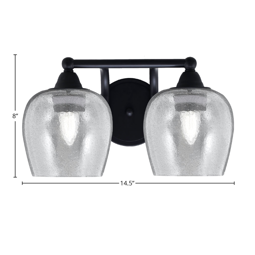 Paramount Two Light Bath Bar in Matte Black with 6" Smoke Bubble Shade