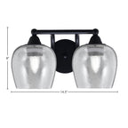 Paramount Two Light Bath Bar in Matte Black with 6" Smoke Bubble Shade