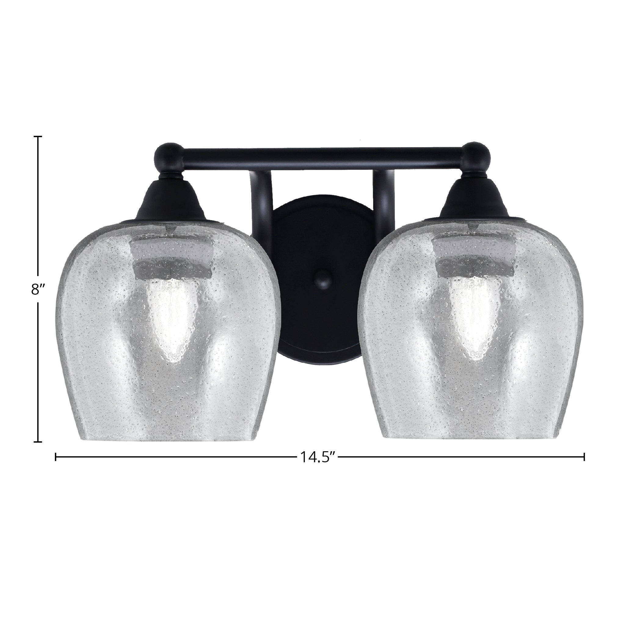 Paramount Two Light Bath Bar in Matte Black with 6" Smoke Bubble Shade