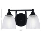 Paramount Two Light Bath Bar in Matte Black with 5" Clear Ribbed Shade