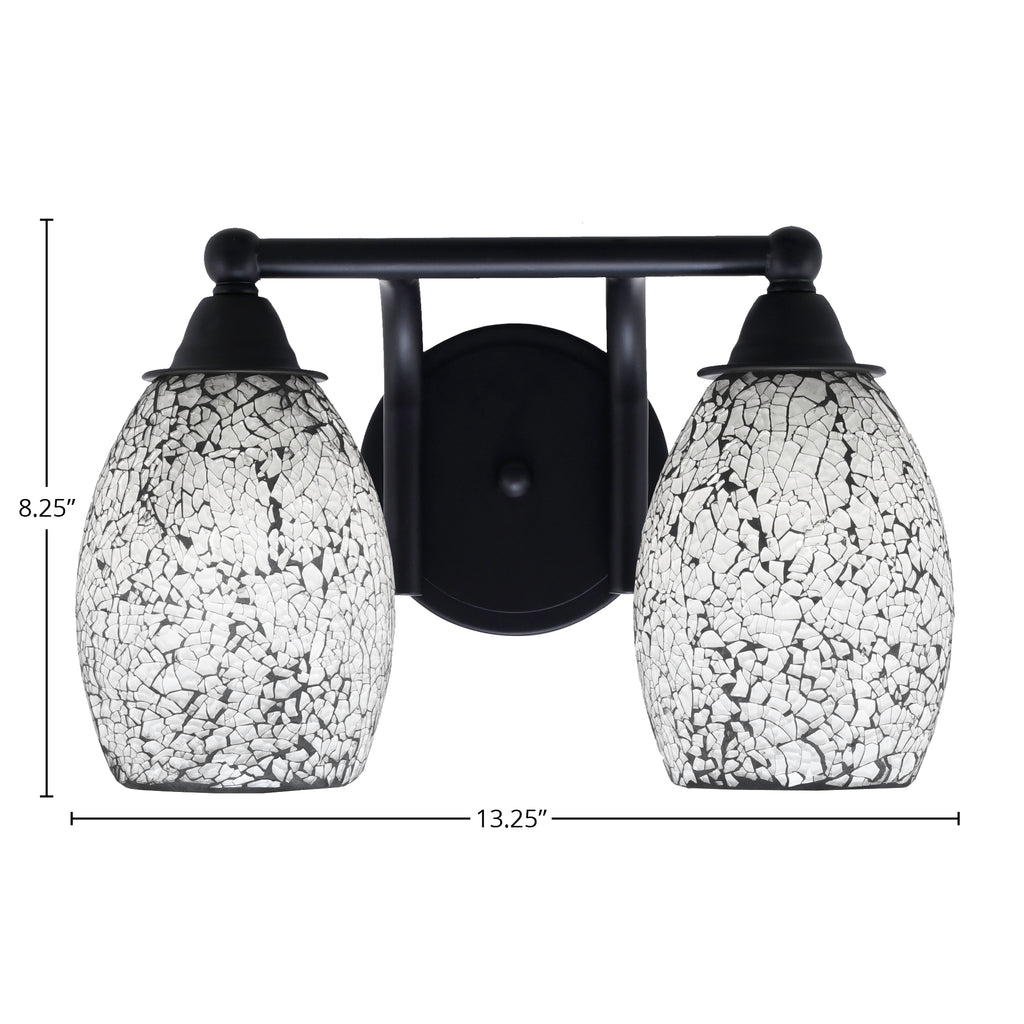Paramount Two Light Bath Bar in Matte Black with 5" Natural Fusion Shade
