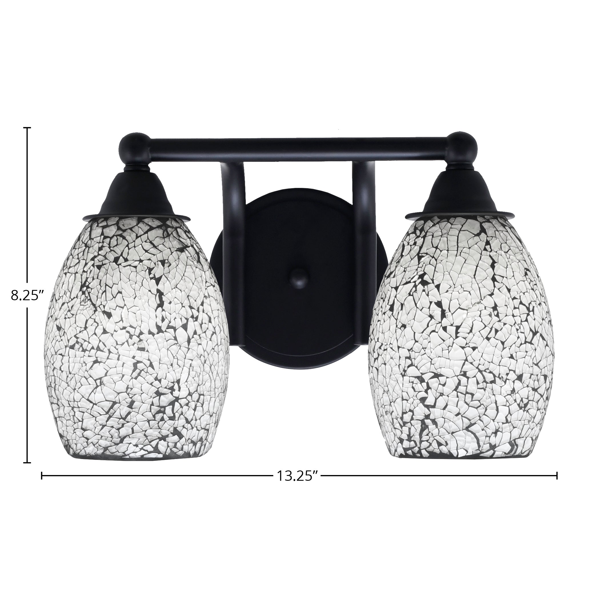 Paramount Two Light Bath Bar in Matte Black with 5" Natural Fusion Shade