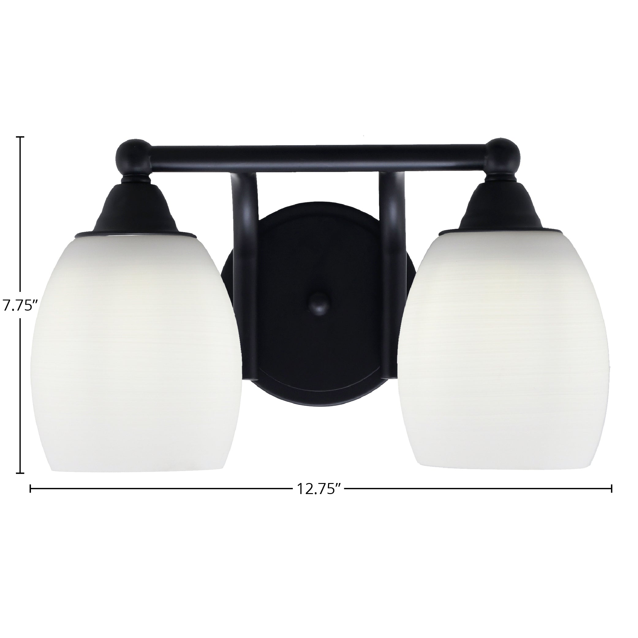 Paramount Two Light Bath Bar in Matte Black with 5" White Linen Shade