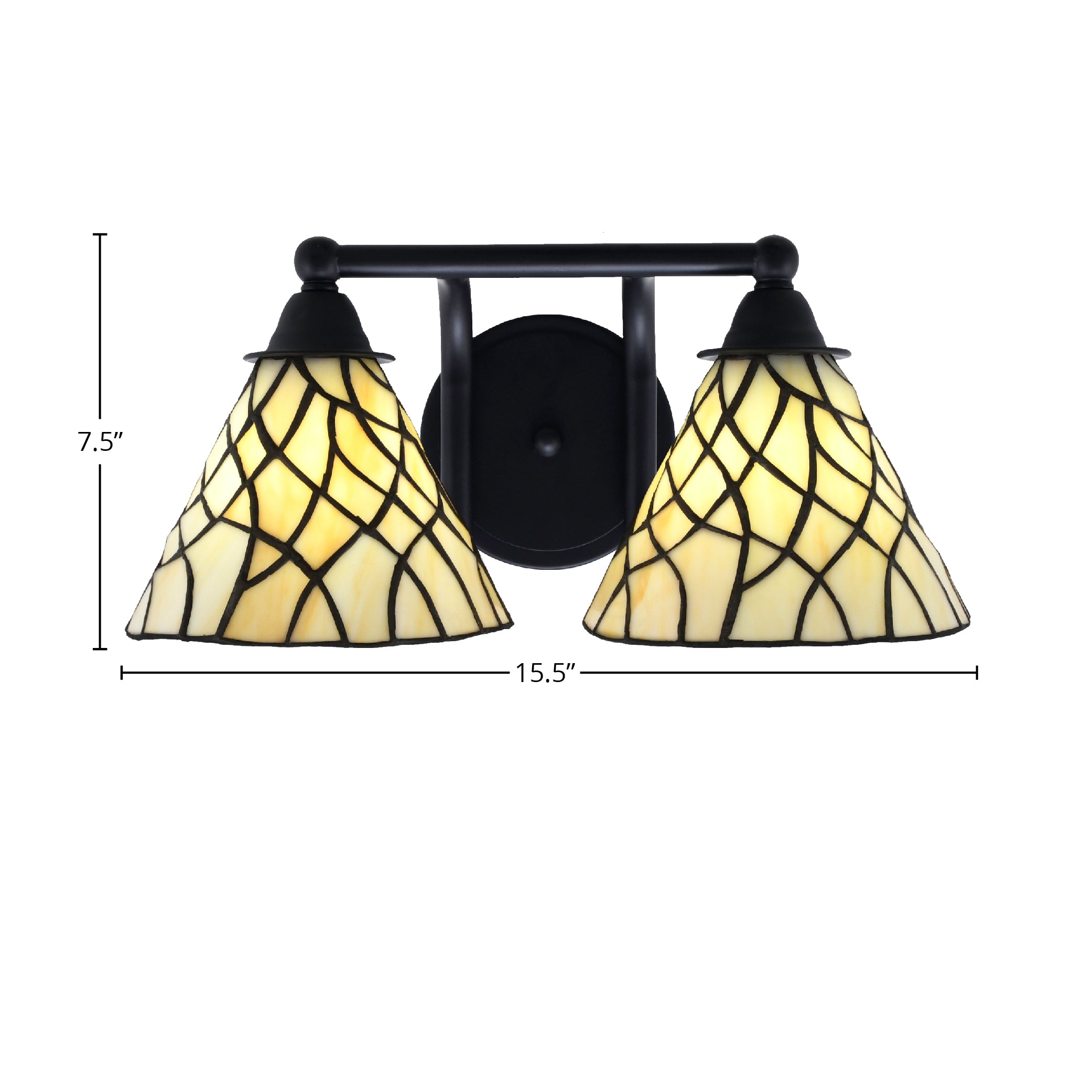 Paramount Two Light Bath Bar in Matte Black with 7" Sandhill Art Glass Shade
