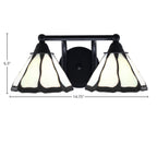 Paramount Two Light Bath Bar in Matte Black with 7" Pearl & Black Flair Art Glass Shade