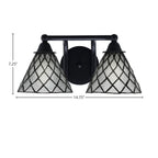 Paramount Two Light Bath Bar in Matte Black with 7" Diamond Ice Art Glass Shade