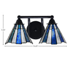 Paramount Two Light Bath Bar in Matte Black with 7" Sea Ice Art Glass Shade