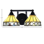 Paramount Two Light Bath Bar in Matte Black with 7" Diamond Peak Art Glass Shade