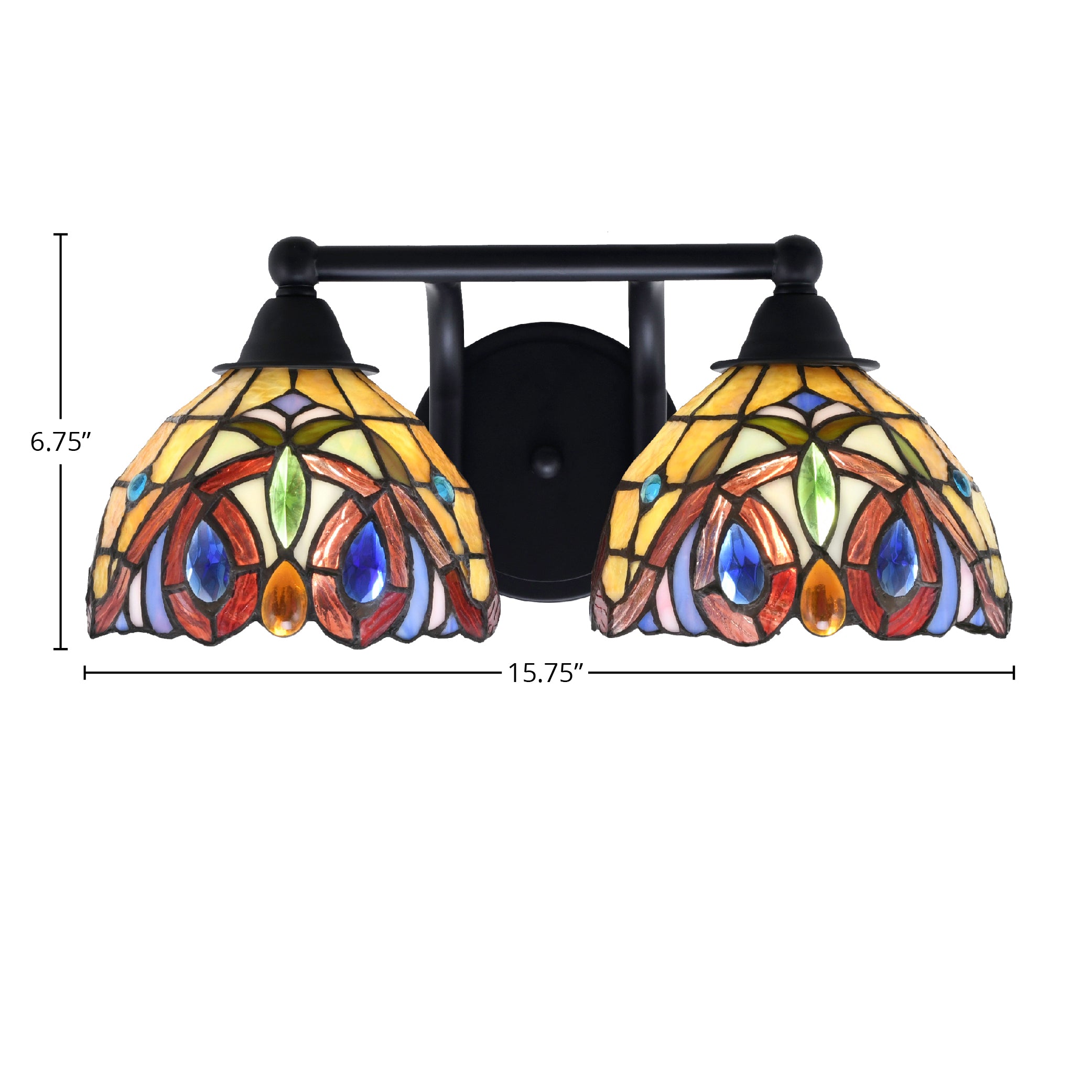 Paramount Two Light Bath Bar in Matte Black with 7" Lynx Art Glass Shade
