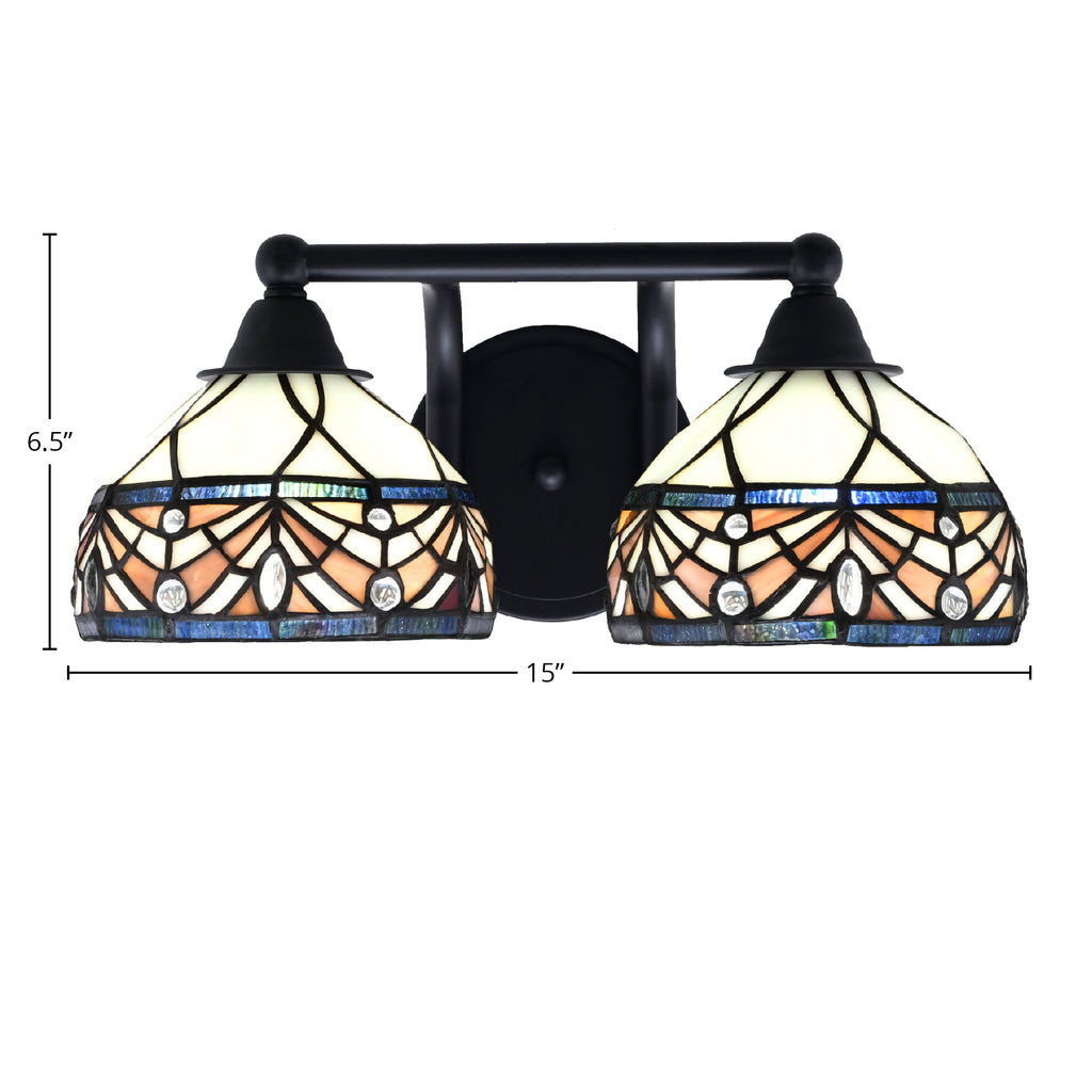 Paramount Two Light Bath Bar in Matte Black with 7" Royal Merlot Art Glass Shade
