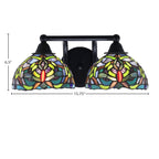 Paramount Two Light Bath Bar in Matte Black with 7" Kaleidoscope Art Glass Shade