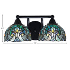 Paramount Two Light Bath Bar in Matte Black with 7" Turquoise Cypress Art Glass Shade