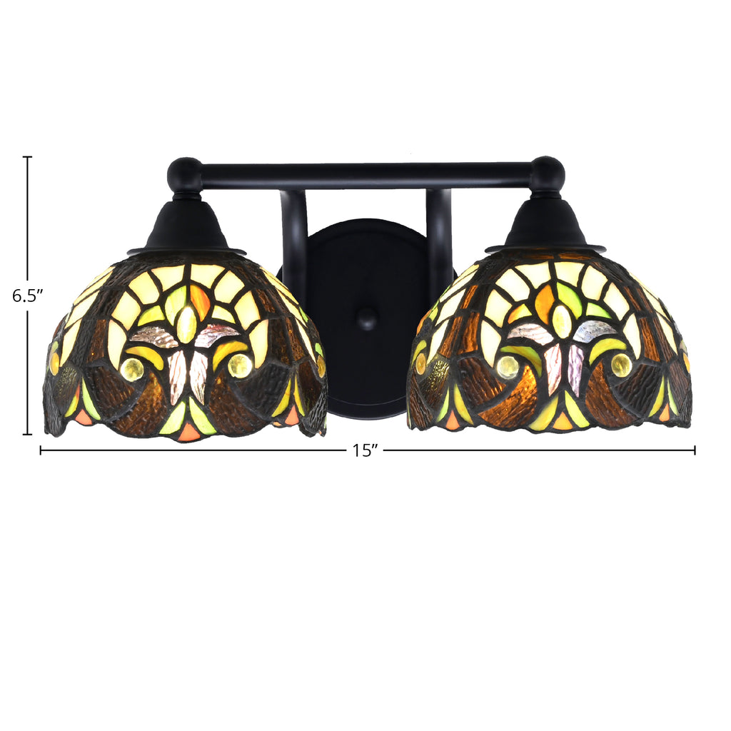 Paramount Two Light Bath Bar in Matte Black with 7" Ivory Cypress Art Glass Shade