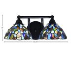 Paramount Two Light Bath Bar in Matte Black with 7" Blue Mosaic Art Glass Shade