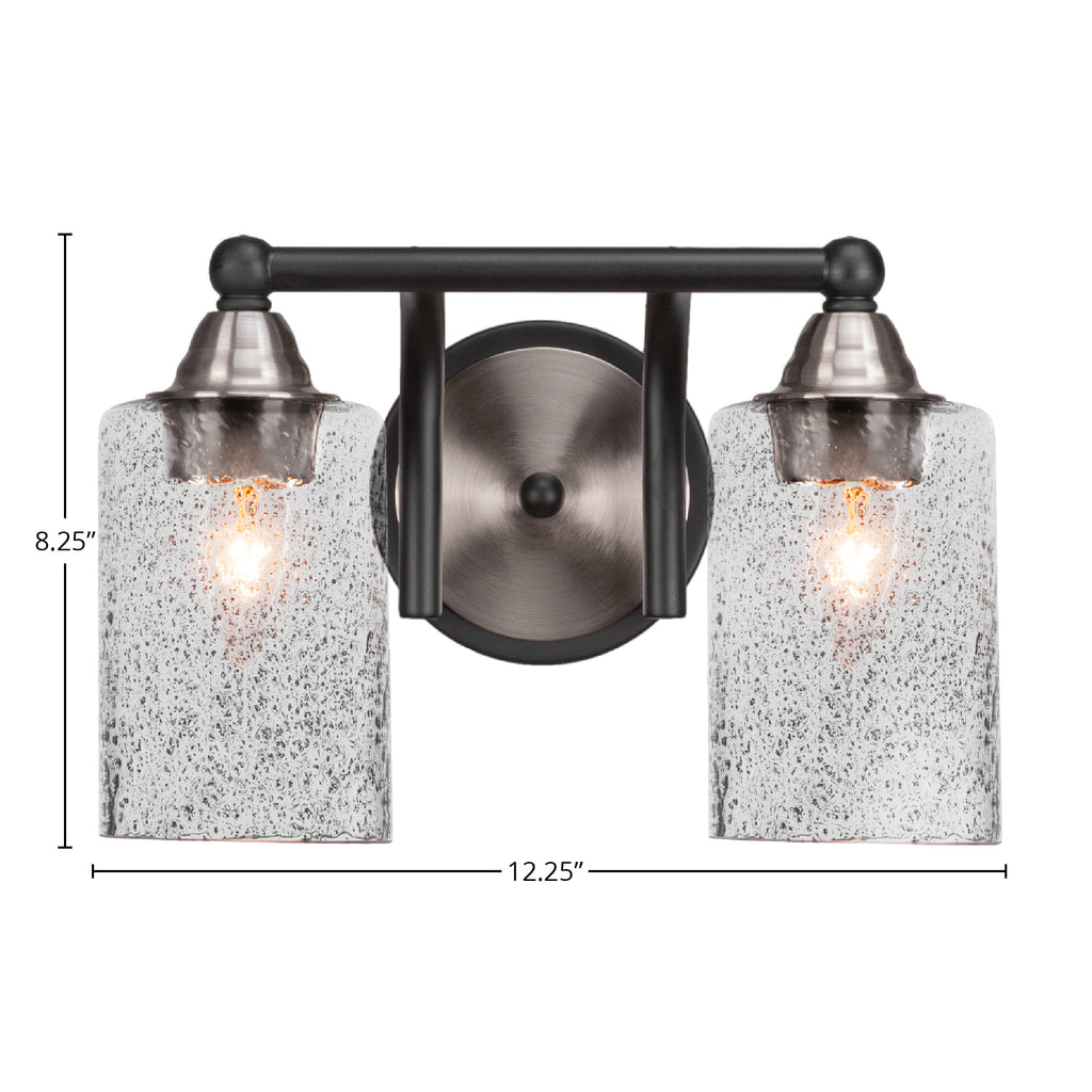 Paramount Two Light Bath Bar in Matte Black & Brushed Nickel with 4" Smoke Bubble Shade