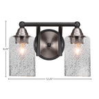 Paramount Two Light Bath Bar in Matte Black & Brushed Nickel with 4" Smoke Bubble Shade