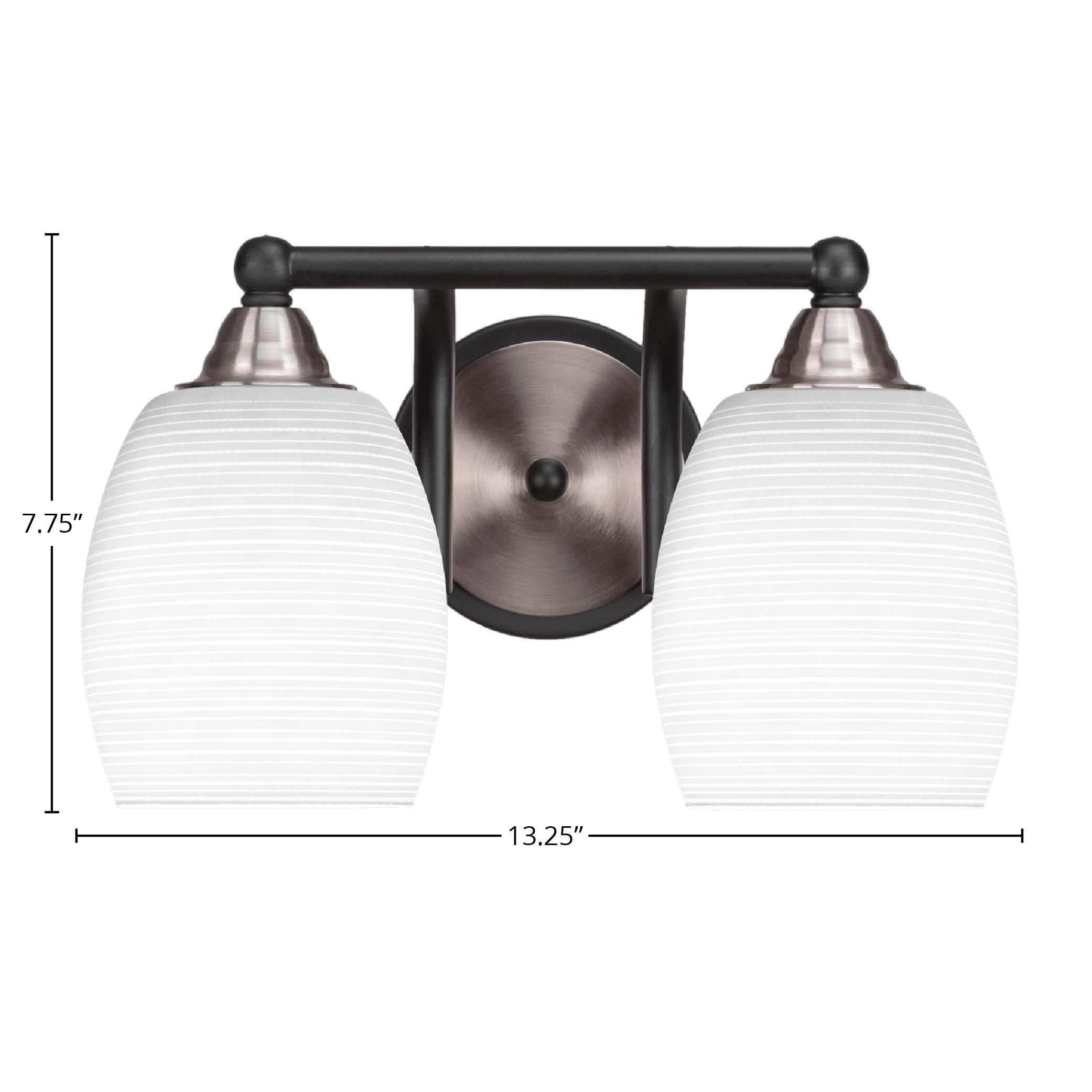 Paramount Two Light Bath Bar in Matte Black & Brushed Nickel with 5" White Matrix Shade