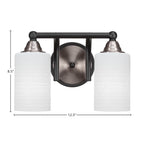 Paramount Two Light Bath Bar in Matte Black & Brushed Nickel with 4" White Matrix Shade