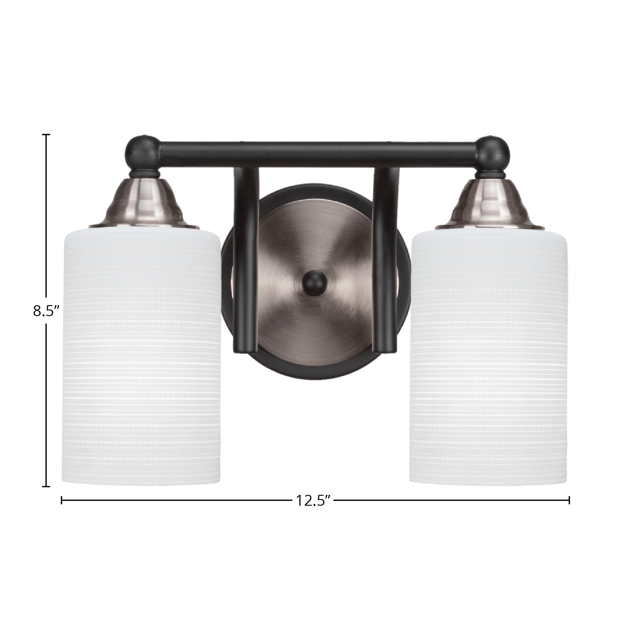 Paramount Two Light Bath Bar in Matte Black & Brushed Nickel with 4" White Matrix Shade