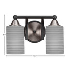 Paramount Two Light Bath Bar in Matte Black & Brushed Nickel with 4" Gray Matrix Shade