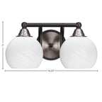 Paramount Two Light Bath Bar in Matte Black & Brushed Nickel with 5.75" White Marble Shade