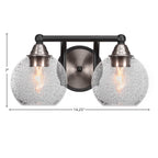 Paramount Two Light Bath Bar in Matte Black & Brushed Nickel with 5.75" Smoke Bubble Shade