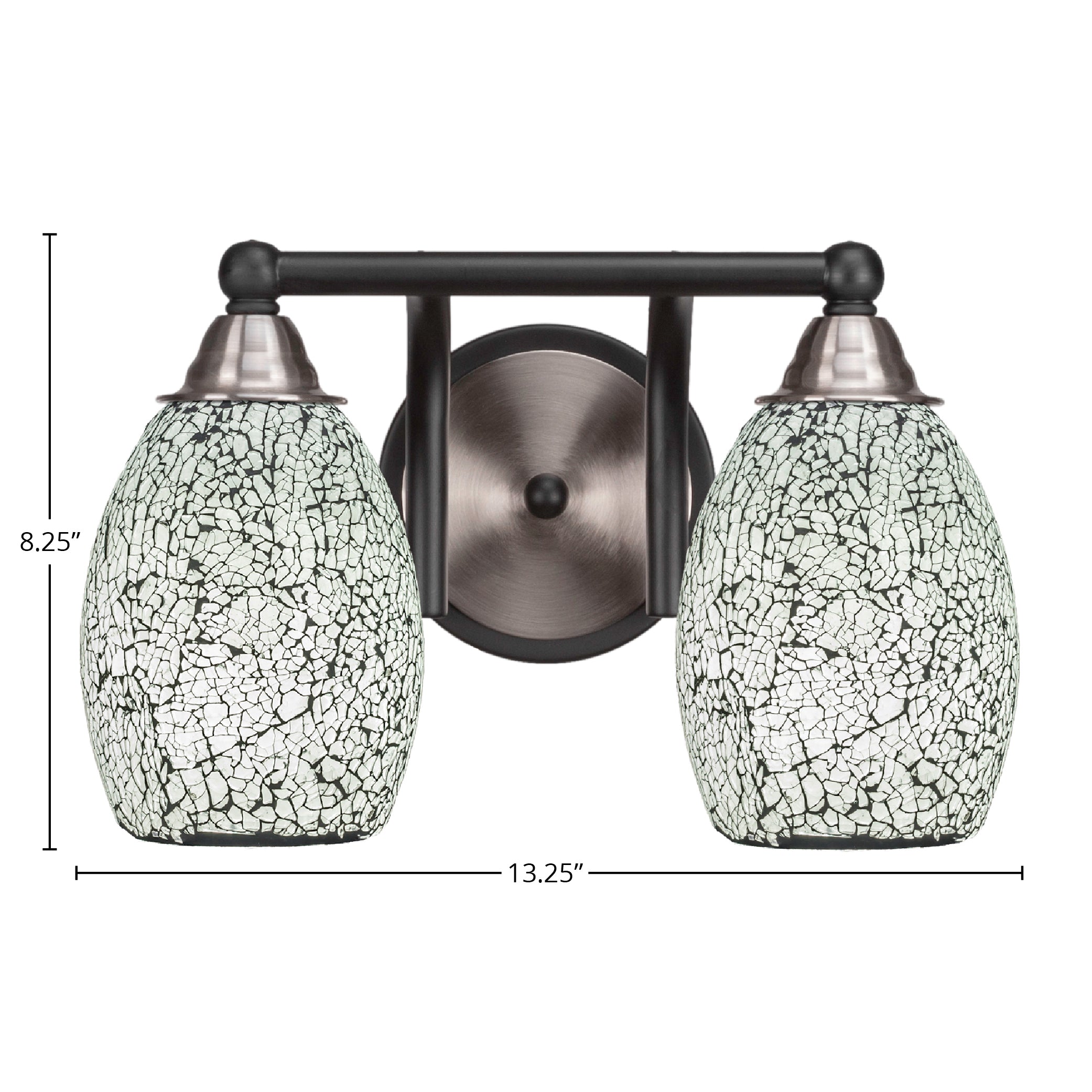 Paramount Two Light Bath Bar in Matte Black & Brushed Nickel with 5" Black Fusion Shade