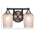 Paramount Two Light Bath Bar in Matte Black & Brushed Nickel with 5" Silver Textured Shade