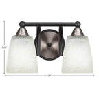 Paramount Two Light Bath Bar in Matte Black & Brushed Nickel with 4.5" Square White Muslin Shade