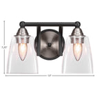 Paramount Two Light Bath Bar in Matte Black & Brushed Nickel with 4.5" Square Clear Bubble Shade