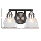 Paramount Two Light Bath Bar in Matte Black & Brushed Nickel with 6.25" Clear Bubble Shade